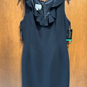 David Warren Black Ruffle Mini Dress